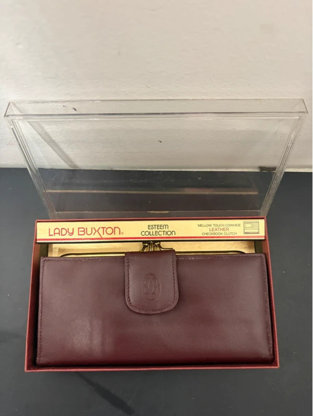 Vintage Lady Buxton Mellow Touch Cowhide Leather Checkbook Clutch (New in Box)
